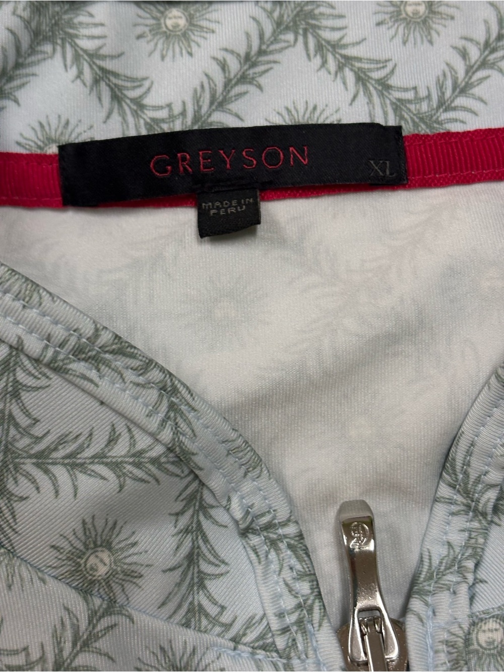 Greyson Light Blue & Sage Zip-Front Patterned Shell - Picture 4 of 8